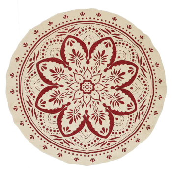 Tapis rond imprimé mandala d. 120 cm terracotta