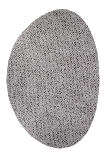 PEBBLE - Tapis intérieur et extérieur style scandinave forme galet gris 190x290