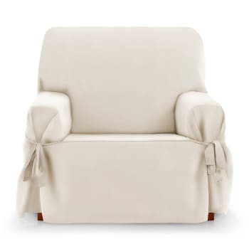 ROYALE LAZOS - Funda cubre sillón 1 plaza lazos protector liso 80-120 cm beige