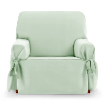 ROYALE LAZOS - Funda cubre sillón 1 plaza lazos protector liso 80-120 cm verde