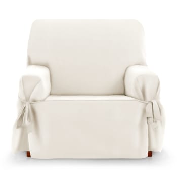 ROYALE LAZOS - Funda cubre sillón 1 plaza lazos protector liso 80-120 cm marfil