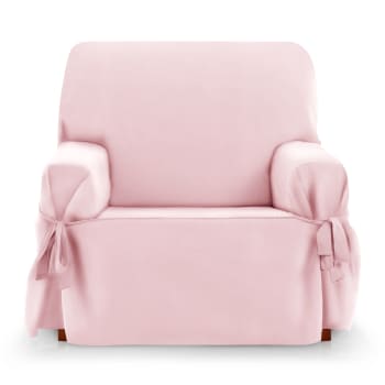 ROYALE LAZOS - Funda cubre sillón 1 plaza lazos protector liso 80-120 cm rosa