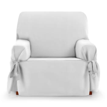 ROYALE LAZOS - Funda cubre sillón 1 plaza lazos protector liso 80-120 cm gris