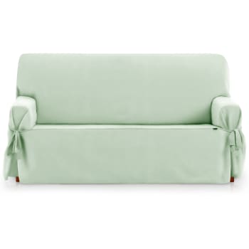 ROYALE LAZOS - Funda cubre sofá 2 plazas lazos protector liso 120-180 cm verde