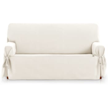 ROYALE LAZOS - Funda cubre sofá 2 plazas lazos protector liso 120-180 cm marfil