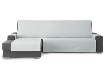 Cubre sofá chaise longue derecho aterciopelado marfil 250-300 cm TURIN