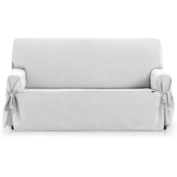 ROYALE LAZOS - Funda cubre sofá 3 plazas lazos protector liso 180-230 cm gris