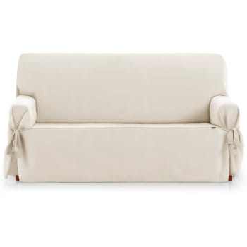 ROYALE LAZOS - Funda cubre sofá 3 plazas lazos protector liso 180-230 cm beige
