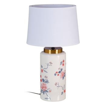 Lampe en céramique florale 50 cm