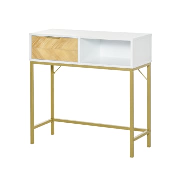 Tavolino consolle vetro temperato trasparente e oro 100 x 36 cm Aline