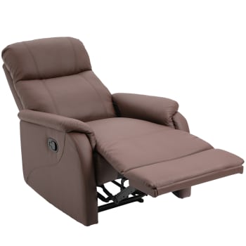 Poltrona relax manuale reclinabile 145° in similpelle marrone