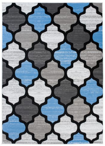 Tappeto Bambini Aereo - Design Mongolfiera - 80x150 Cm - Crema Grigio Blu - Materiale Ipoallergenico - Foto 9