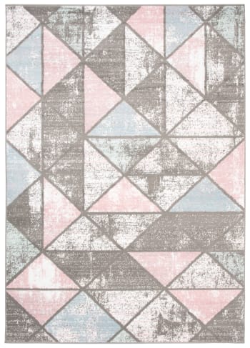 BABY - Alfombra para niños gris rosa azul geométrico suave 160 x 220 cm
