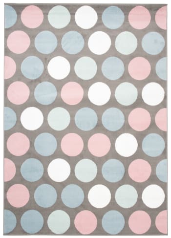 BABY - Alfombra para niños gris rosa azul blanco Puntos suave 120 x 170 cm