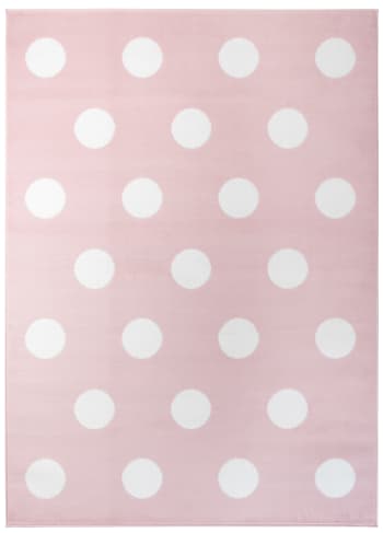 PINKY - Alfombra para niño rosa blanco puntos 80x150cm