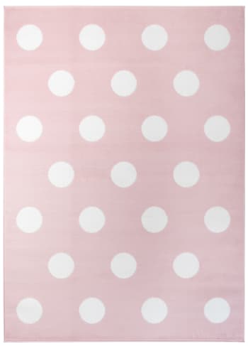 PINKY - Tappeto per bambini rosa bianco a pois 80x150cm