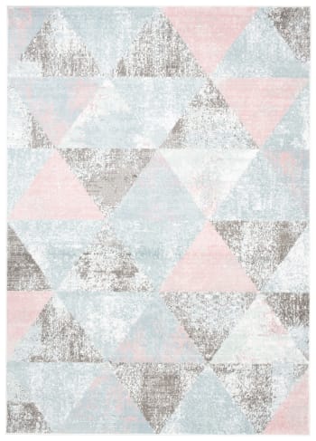 BABY - Alfombra para niños gris blanco azul rosa geométrico 200 x 300 cm
