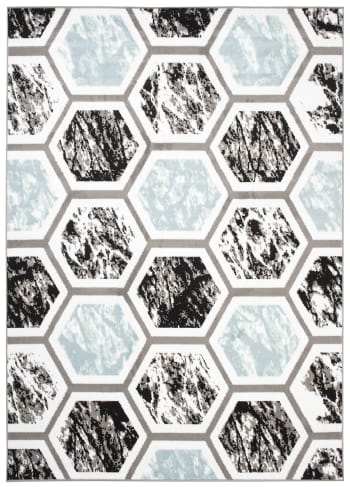 BABY - Alfombra para niños negro blanco gris azul geométrico 80 x 150 cm