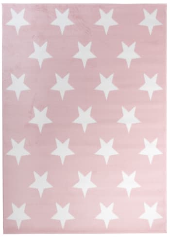 PINKY - Alfombra para niño rosa blanco estrellas 180x250cm