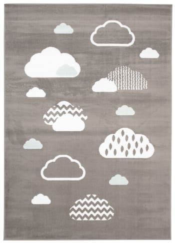 BABY - Alfombra para niños gris blanco nubes suave 140 x 200 cm