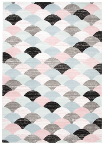BABY - Alfombra para niños azul negro gris rosa abstracto 140 x 200 cm