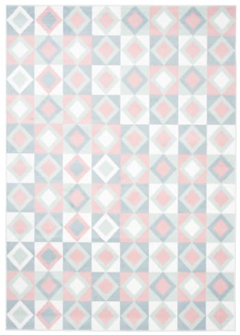 BABY - Alfombra para niños azul rosa blanco cuadros suave 140 x 200 cm
