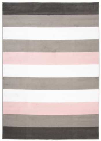 PINKY - Alfombra para niño rosado gris blanco rayas 200x300cm
