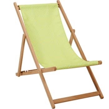Rosalie - Klappbarer Liegestuhl aus Buchenholz Grafischer Druck Gelb