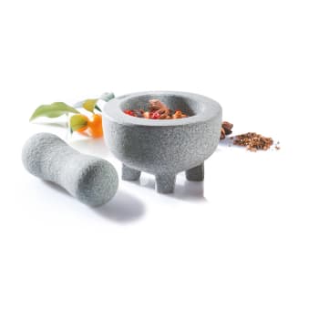 Mortaio In Granito Cilio Goliath 18,5 Cm – Pestello Incluso, Peso 5,5 Kg, Confezione Regalo
