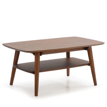 PALMA - Table basse rectangulaire, bois massif couleur noyer, 100 cm longueur
