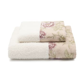 Set asciugamani viso + ospite con pizzo e scatola Preziosa Home serie  Charlotte colore rosa