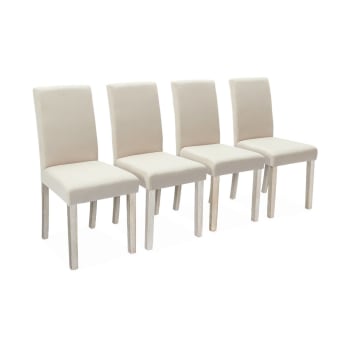 Rita - 4er Set Stühle mit Stoffbezug und gekälkten Holzbeinen, Ecru