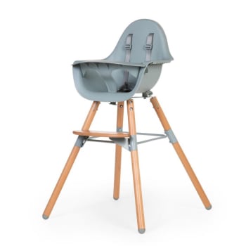 Chaise haute en bois naturel Evolu 2 menthe avec arceau