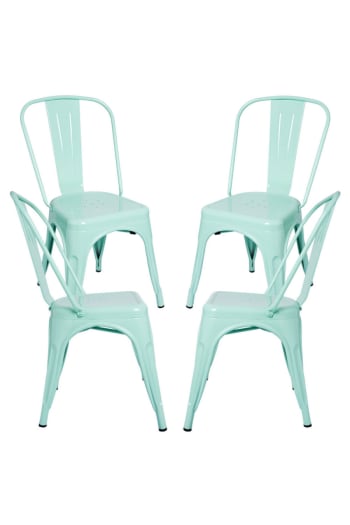 Torix - Pack 4 sillas color verde menta en acero reforzado