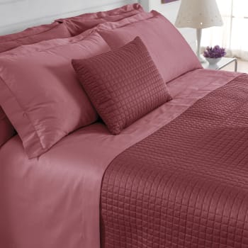 TRESOR - Set di lenzuola e federe raso di cotone rosso matrimoniale 250x290cm