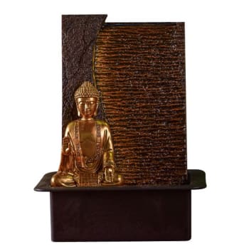 JATI - Zimmerbrunnen Buddha aus Kunstharz mit Led-Beleuchtung - H40cm