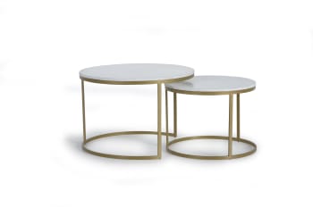 Set de 2 mesas de centro de mármol y metal