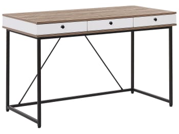 Hinton - Escritorio marrón blanco 120 cm 60 cm con almacenaje