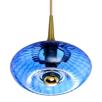 Suspension verre diamètre 20cm bleu