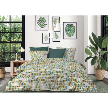 FLAVA GREEN - Parure de lit 2 personnes Flava green avec housse de couette et taies
