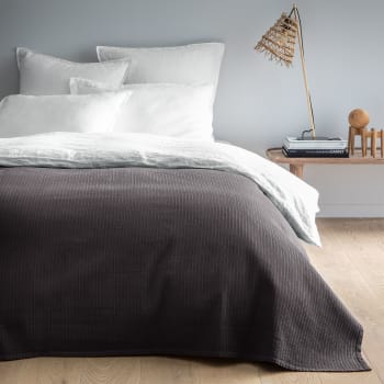 Simplement plissé - Couvre-lit en coton 130x260cm Gris Souris