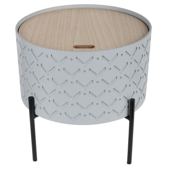 Scandi - Table d'appoint avec coffre scandi gris