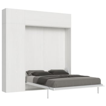 Kentaro 160 - Letto matrimoniale a scomparsa verticale 160 effetto legno bianco