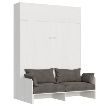 Kentaro sofa 160 - Letto matrimoniale a scomparsa verticale 160 effetto legno bianco