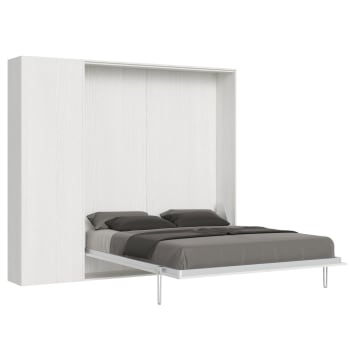 Kentaro 160 - Letto matrimoniale a scomparsa verticale 160 effetto legno bianco