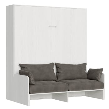 Kentaro sofa 160 - Letto matrimoniale a scomparsa verticale 160 effetto legno bianco