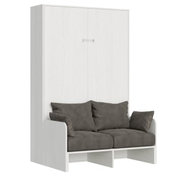 Kentaro sofa 140 - Letto doppio francese a scomparsa verticale 140 effetto legno bianco