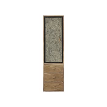 Eden rock - Badezimmersäule aus massivem Akazienholz und Stein 130 cm