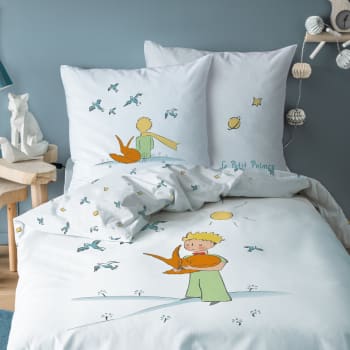 Le petit prince birds - Parure de lit imprimée en coton Blanc 140x200+63x63cm