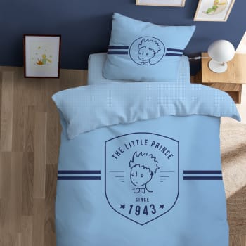 Le petit prince school - Parure de lit imprimée en coton Bleu Ciel 140x200+63x63cm